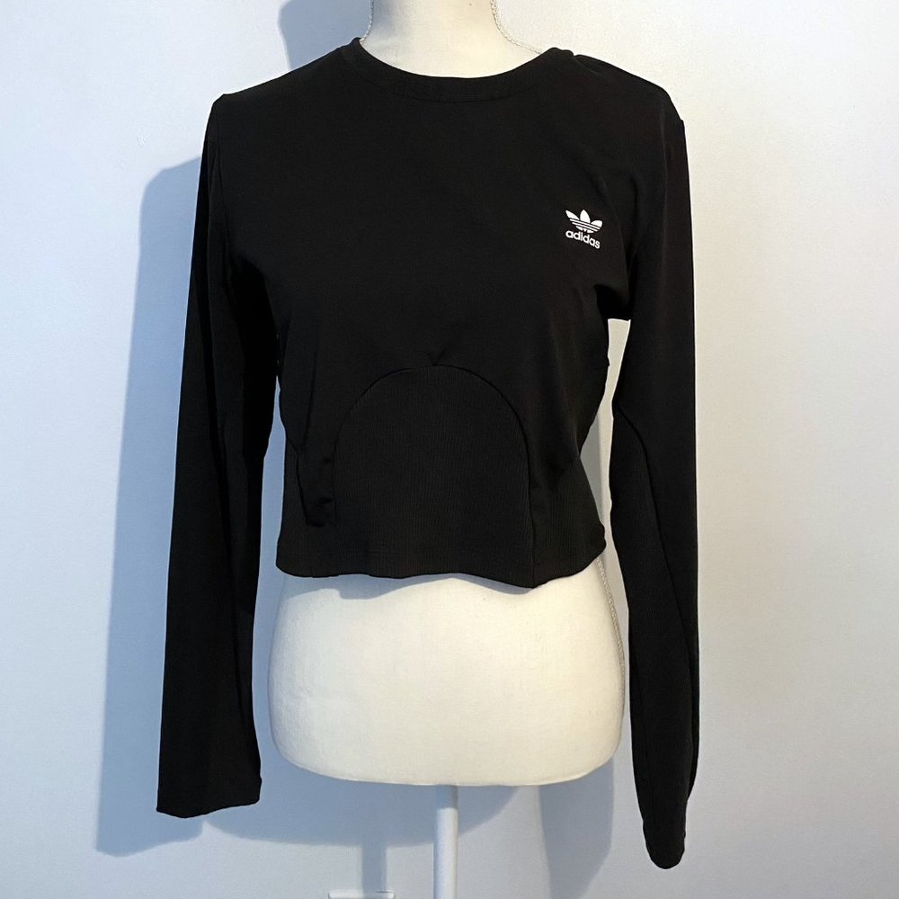 NWT ADIDAS Original Black Rib Crop Top - Large